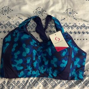 Moving Comfort Vibrant Juno Blue and Purple Sports Bra- 38DD NWT